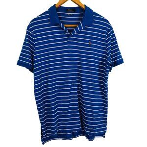 Polo Ralph Lauren Men's XL Pima Soft Touch Polo Shirt Blue White Striped Logo